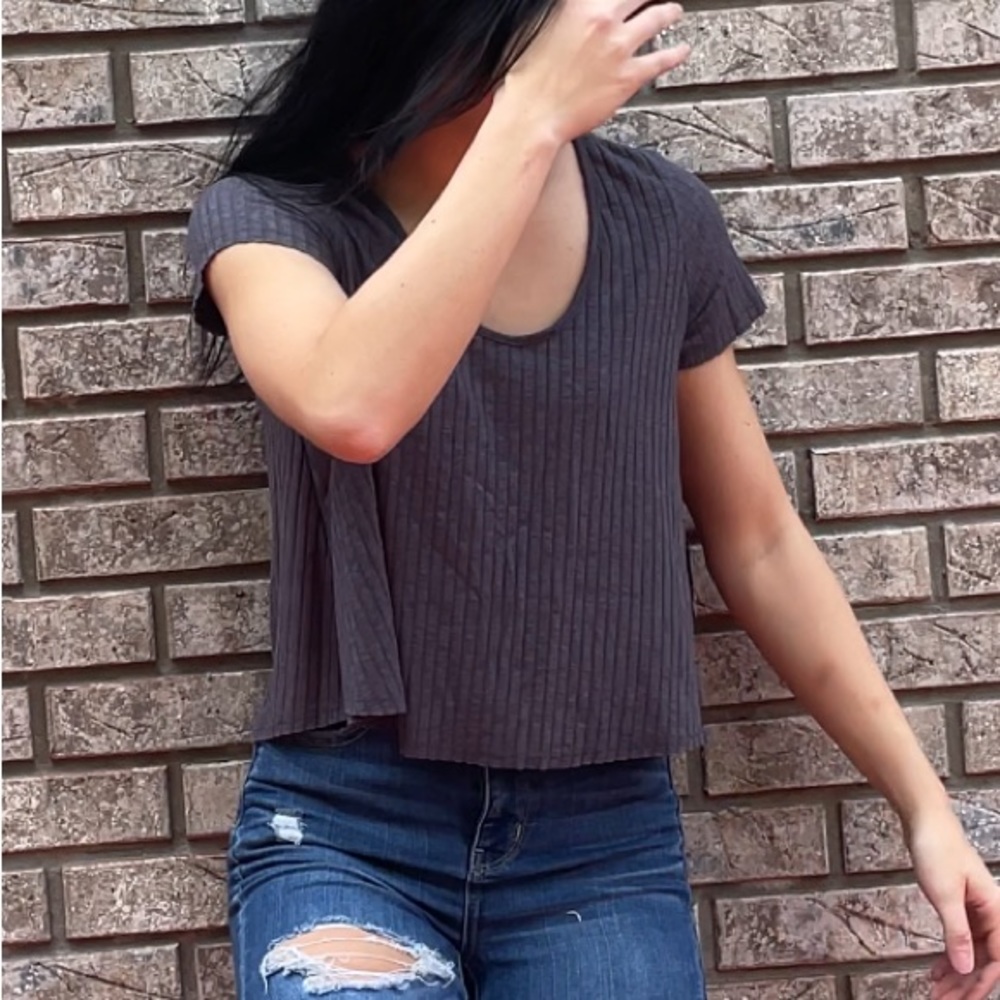 American Eagle Outfitters Gray Crop Top Size Small